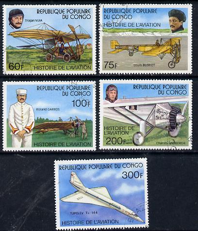 Congo 1977 Aviation History set of 5 cto used, SG 583-87*