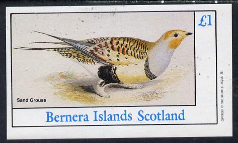 Bernera 1982 Sand Grouse imperf souvenir sheet (£1 value) unmounted mint