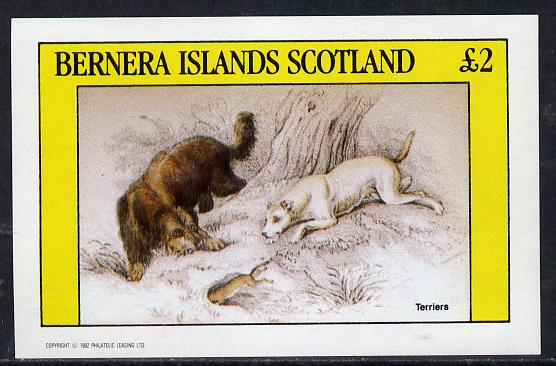 Bernera 1982 Dogs (Terriers) imperf deluxe sheet (£2 value) unmounted mint
