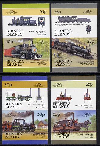 Bernera 1981 Locomotives #1 imperf set of 8 (4 se-tenant pairs) unmounted mint