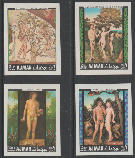 Ajman 1968 Adam & Eve Paintings imperf set of 4 unmounted mint, Mi 281-4B)