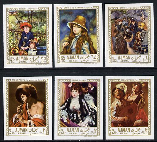Ajman 1967 Paintings by Renoir & Terbrugghen imperf set of 6 (Mi 209-14B) unmounted mint