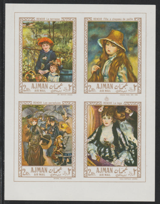 Ajman 1967 Paintings by Renoir imperf m/sheet (Mi BL 21) unmounted mint