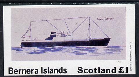 Bernera 1982 Ships #2 (Stern Trawler) imperf souvenir sheet (Â£1 value) unmounted mint