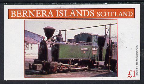 Bernera 1982 Steam Locos #11 (Java Sugar Cane Loco) imperf souvenir sheet (£1 value) unmounted mint