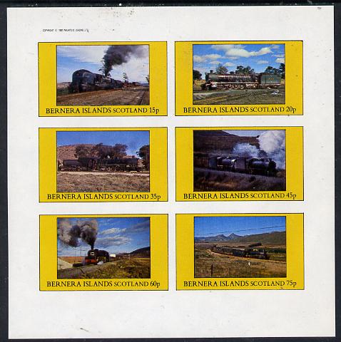 Bernera 1982 Steam Locos #14 (South African) imperf set of 6 values (15p to 75p) unmounted mint