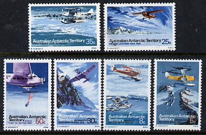 Australian Antarctic Territory 1973 the set of 6 aircraft from the Pictorial Def set, SG 24,26, 30-33,,(blocks or gutter pairs pro-rata) unmounted mint