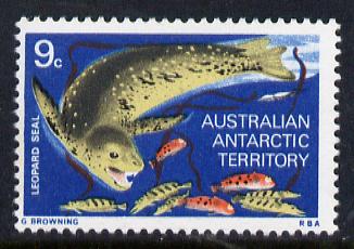 Australian Antarctic Territory 1973 Leopard Seal 9c from the Pictorial Def set, SG 27,(blocks or gutter pairs pro-rata) unmounted mint