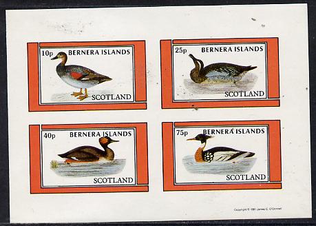 Bernera 1981 Ducks #3 imperf,set of 4 values (10p to 75p) unmounted mint