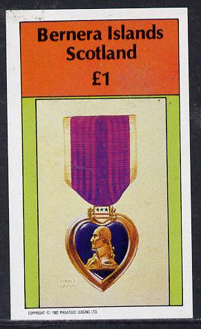 Bernera 1982 Purple Heart Medal imperf souvenir sheet (Â£1 value) unmounted mint