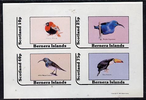 Bernera 1981 Birds #06 (Bishop, Sunbird, Sugarbird & Toucan) imperf,set of 4 values (10p to 75p) unmounted mint 
