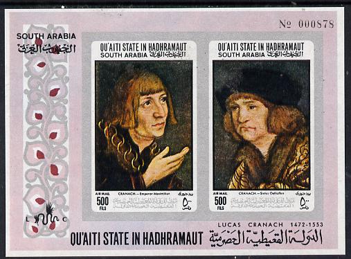 Aden - Qu'aiti 1967 Paintings by Cranach imperf m/sheet unmounted mint (Mi BL 18B)
