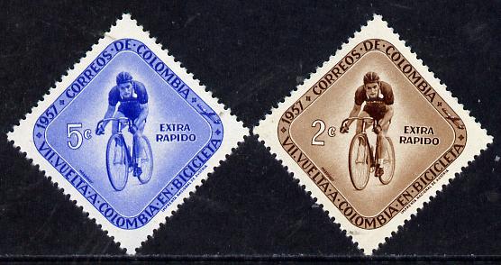 Colombia 1957 Cycle Race (Diamond Shaped) set of 2, SG 916-17 unmounted mint*