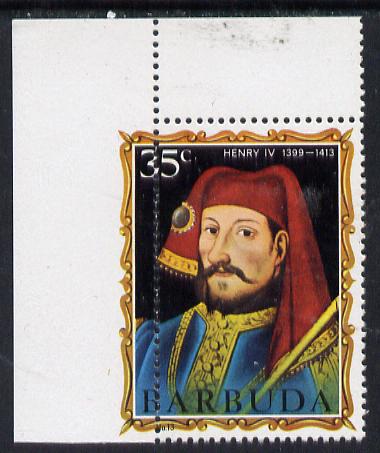 Barbuda 1970-71 English Monarchs SG 54 Henry IV unmounted mint with left vert perfs shifted 6mm dividing 3 and 5c of value