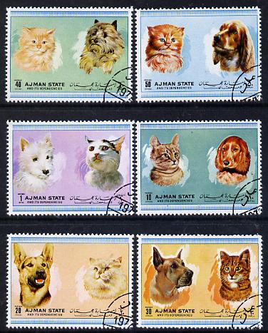 Ajman 1972 Cats & Dogs set of 6 cto used (Mi 1762-67A) 