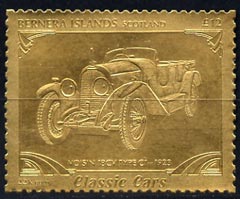 Bernera 1985 Classic Cars - 1923 Voisin Type C1 £12 value perforated & embossed in 22 carat gold foil unmounted mint