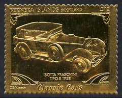 Bernera 1985 Classic Cars - 1928 Isotta Fraschini £12 value perforated & embossed in 22 carat gold foil unmounted mint