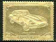 Bernera 1985 Classic Cars - 1961 Jaguar E-Type £12 value perforated & embossed in 22 carat gold foil unmounted mint