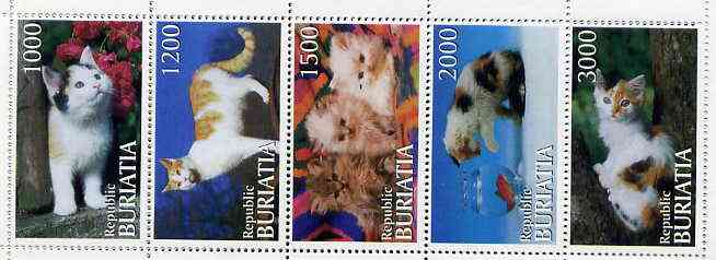 Buriatia Republic 1996 Domestic Cats perf set of 5 values unmounted mint