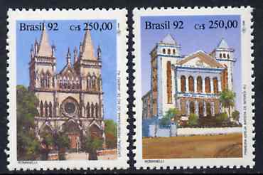 Brazil 1992 Church Anniversaryesaries set of 2, SG 2513-14 unmounted mint*