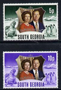 Falkland Islands Dependencies - South Georgia 1972 Silver Wedding set of 2 U/M, SG 36-7