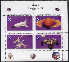 Easdale 1995 'Singapore 95' Stamp Exhibition (Space Exploration) sheetlet containing perf set of 4 with perforating pattern misplaced unmounted mint