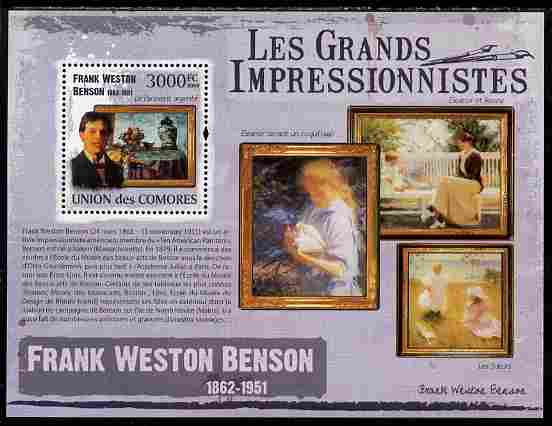 Comoro Islands 2009 The Impressionists - Frank Weston Benson perf souvenir sheet unmounted mint