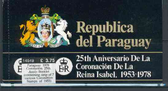 Booklet - Paraguay 1978 Coronation 25th Anniversary Booklet (containing strip of 7 various Coronation Stamps of 1953)