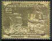 Easdale 1992 Columbus 500th Anniversary Â£10 (Meeting The Trade Winds) embossed in 22k gold foil unmounted mint