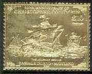 Easdale 1992 Columbus 500th Anniversary Â£10 (The Journey Begins) embossed in 22k gold foil unmounted mint