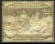 Easdale 1992 Columbus 500th Anniversary Â£10 (The Labyrinth of the Bahamas) embossed in 22k gold foil unmounted mint
