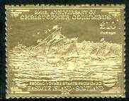 Easdale 1992 Columbus 500th Anniversary Â£10 (Second Journey Starts from Cadiz) embossed in 22k gold foil unmounted mint