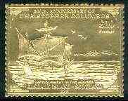 Easdale 1992 Columbus 500th Anniversary Â£10 (Imprisonment in the Azores) embossed in 22k gold foil unmounted mint