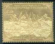 Easdale 1992 Columbus 500th Anniversary Â£10 (A Fleet is Lost) embossed in 22k gold foil unmounted mint