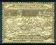 Easdale 1992 Columbus 500th Anniversary Â£10 (Tragic Discovery on Hispaniola) embossed in 22k gold foil unmounted mint