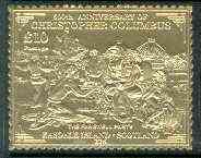Easdale 1992 Columbus 500th Anniversary Â£10 (The Farewell Party) embossed in 22k gold foil unmounted mint