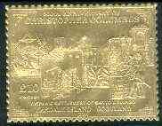 Easdale 1992 Columbus 500th Anniversary Â£10 (Hispanic Settlement of Santo Domingo) embossed in 22k gold foil unmounted mint