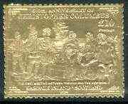 Easdale 1992 Columbus 500th Anniversary Â£10 (The First Meeting Between the Old & The New World) embossed in 22k gold foil unmounted mint