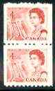 Canada 1967-73 def 4c red (Ship in Lock) unmounted mint coil pair (perf 9.5 x imperf) SG 592, strips pro rata