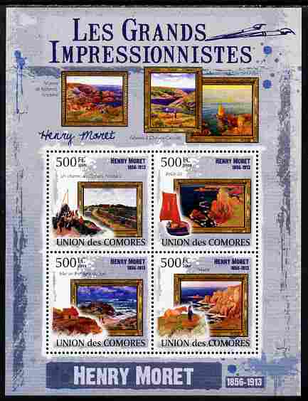 Comoro Islands 2009 The Impressionists - Henry Moret perf sheetlet containing 4 values unmounted mint