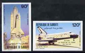 Djibouti 1981 Space shuttle set of 2 imperf from limited printing, as SG 824-25 unmounted mint