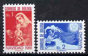 Bolivia 1981 Christmas set of 2 unmounted mint, SG 1061-62*