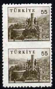 Turkey 1959 def 55k (Coal Mine) fine lightly mounted mint vert pair imperf between, SG 1862 var