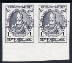 Newfoundland 1933 Sir Humphrey Gilbert 1c slate unmounted mint imperf pair, SG 236a.....
