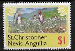 St Kitts-Nevis 1978 Picking Cotton $1 from Pictorial def set, SG 404 unmounted mint