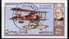 Gairsay 1979 Rowland Hill (Sopwith Pup) imperf souvenir sheet (Â£1 value) cto used