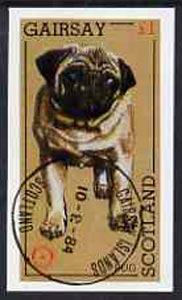 Gairsay 1984 Rotary -Dogs (Pug) imperf souvenir sheet (Â£1 value) cto used