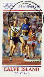 Calve Island 1984 Los Angeles Olympic Games (Running) imperf souvenir sheet (Â£1 value) cto used