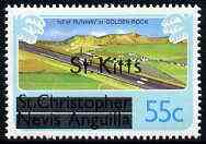St Kitts 1980 New Runway for Golden Rock Airport 55c from opt'd def set unmounted mint, SG 38A*