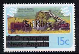 St Kitts 1980 Sugar Cane Harvesting 15c from opt'd def set, SG 32A unmounted mint*